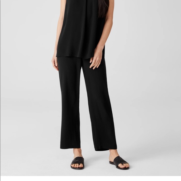Eileen fisher NWT black silk crepe pants size Petite Medium - Picture 7 of 9